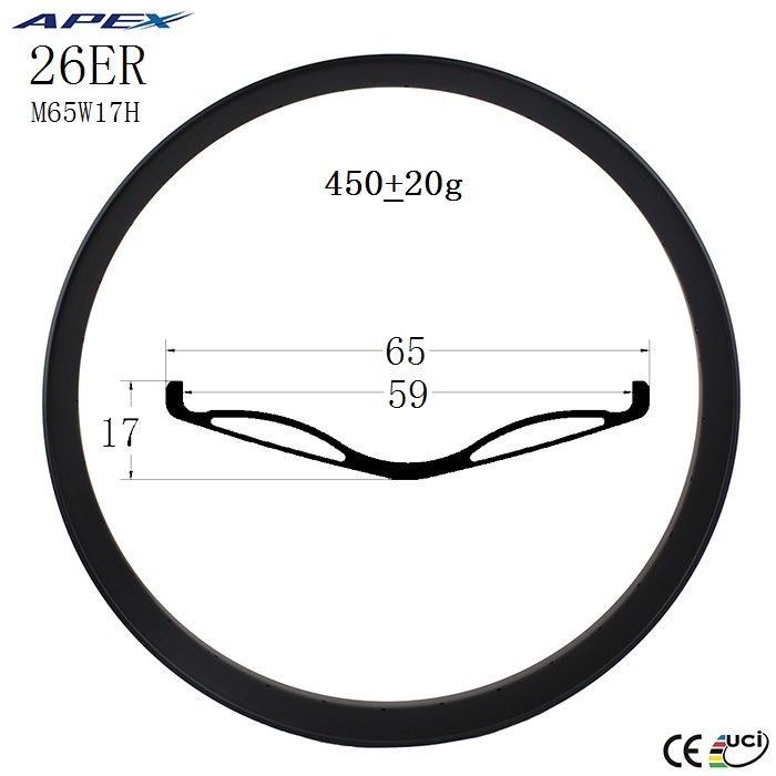 26 inch high quality carbon fat bike rims fat bicycle rim for snow bike M65W17H