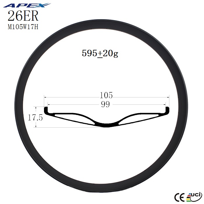 26 inch high quality carbon fat bike rims fat bicycle rim for snow bike M105W17.5H
