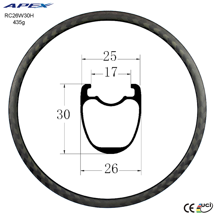 carbon fiber rims 30mm depth 700c carbon clincher rims RC26W30H