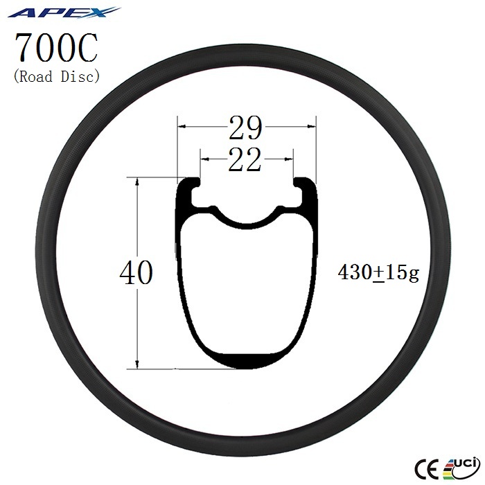 700C Gravel carbon bike rims road disc bicycle rim factory direct RG29W40H